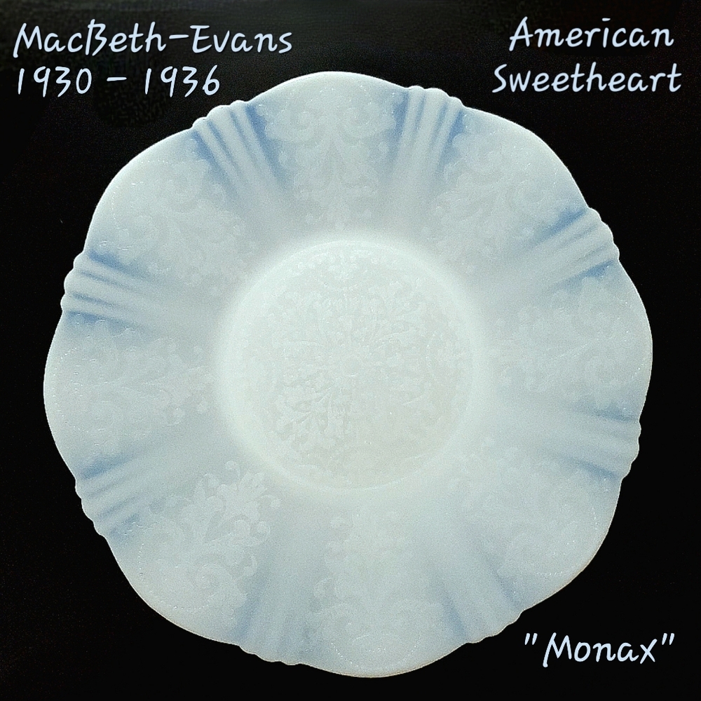 Lg. 1930s MacBeth-Evans American Sweetheart Monax White 11 5/8" Glass Plate